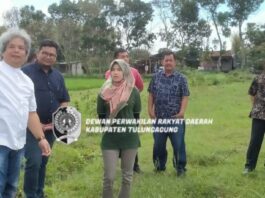 Asrori (baju putih) saat bersama anggota Komisi C DPRD Tulungagung melakukan peninjauan di lokasi lahan baru Puskesmas Kota Tulungagung.